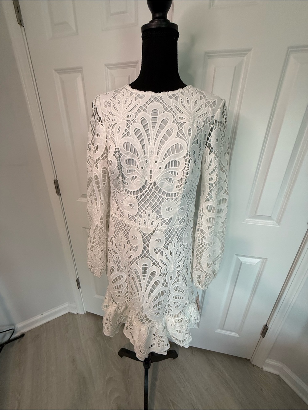DB Studio White Lace Eyelet Dress. Sheer back. Bridal Fashion size 12 - Picture 3 of 11